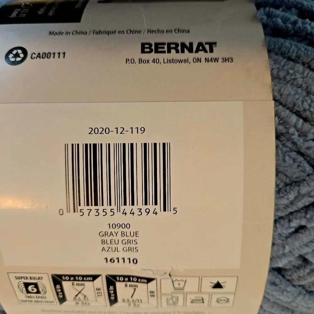 Bernat Blanket Yarn - Gray Blue & Light Teal 10.5 Ounces Each
